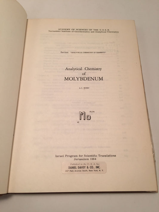 Analytical Chemistry of Molybdenum