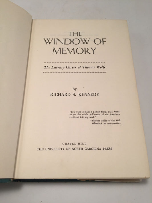 The Window of Memory: The Literary Career of Thomas Wolfe
