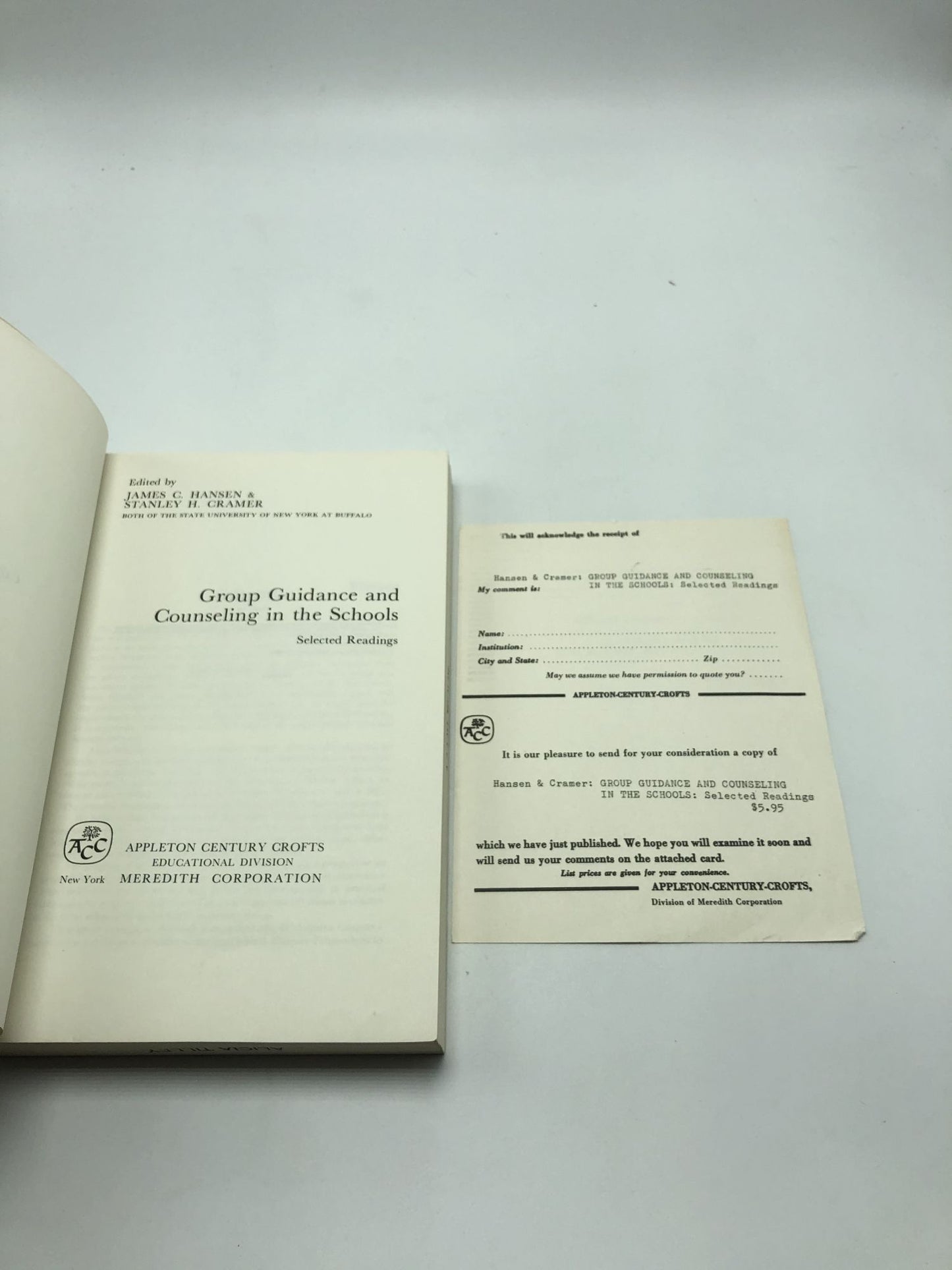 Group Guidance And Counseling In The Schools: Selected Readings