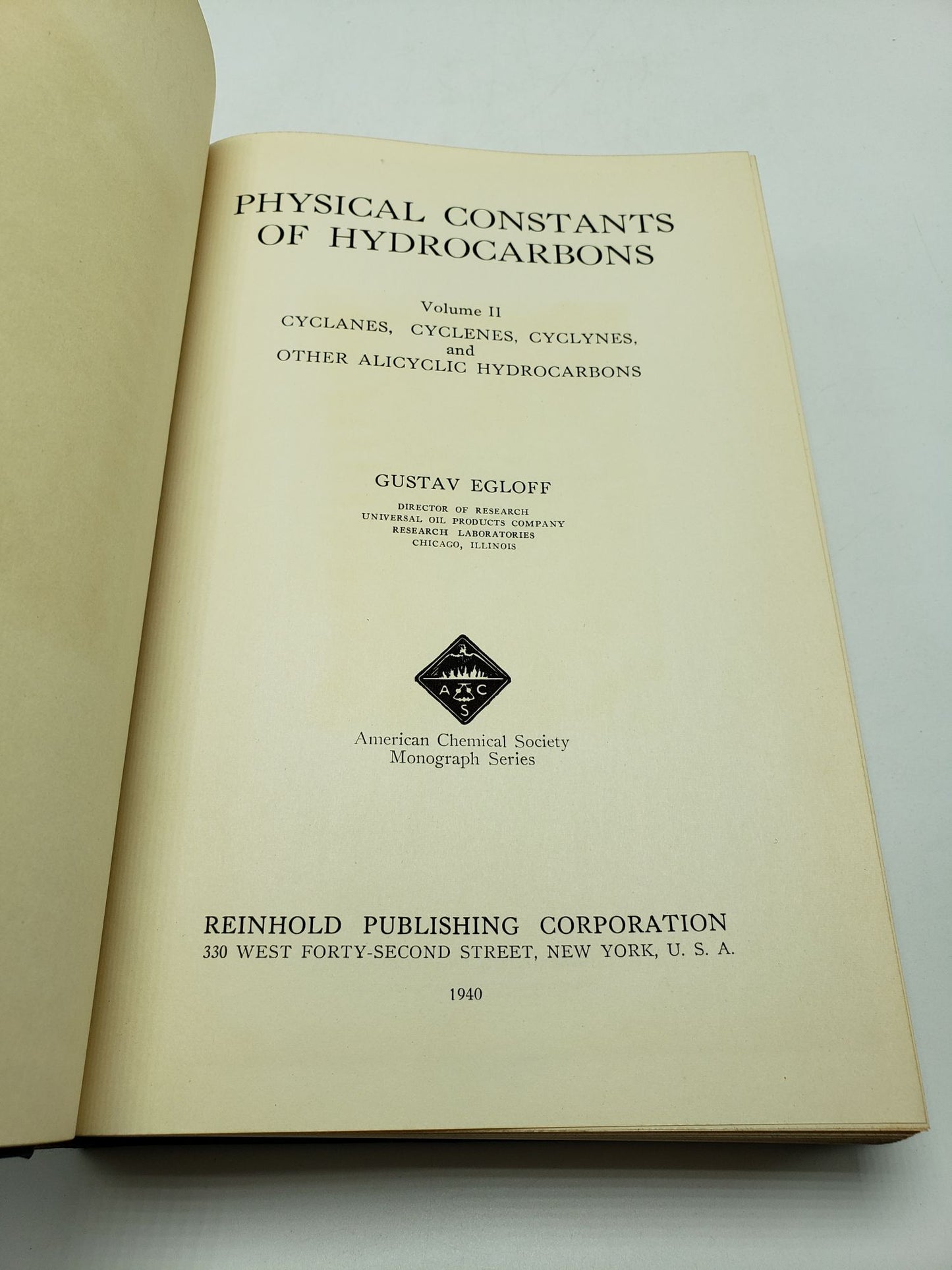 Physical Constants of Hydrocarbons: Cyclanes, Cyclenes, Cyclynes, and Other Alicyclic Hydrocarbons (Volume 2)