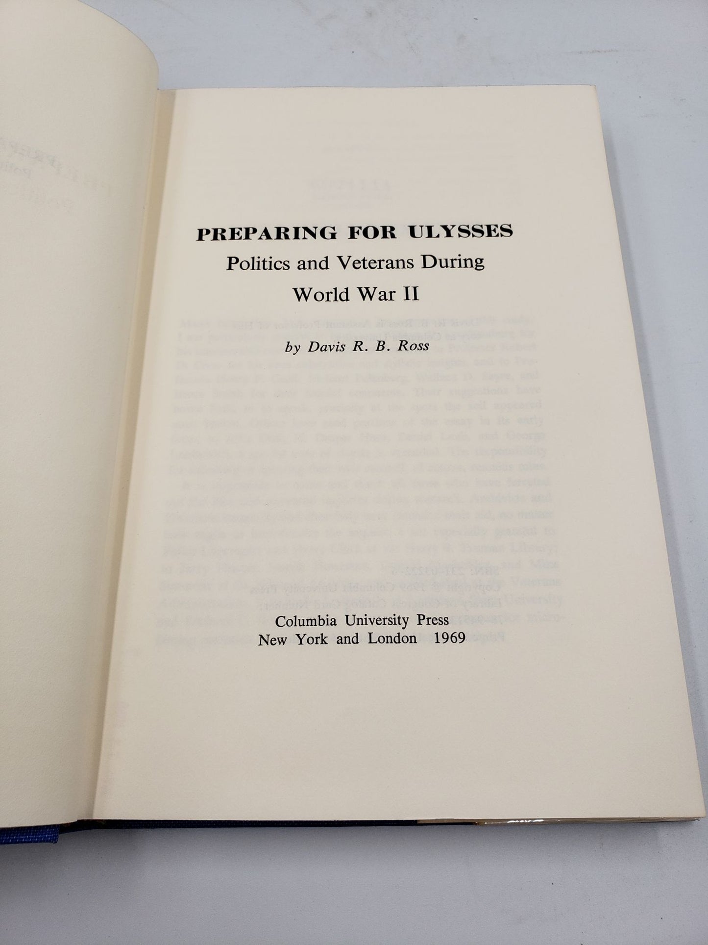 Preparing for Ulysses: Politics and Veterans During World War II