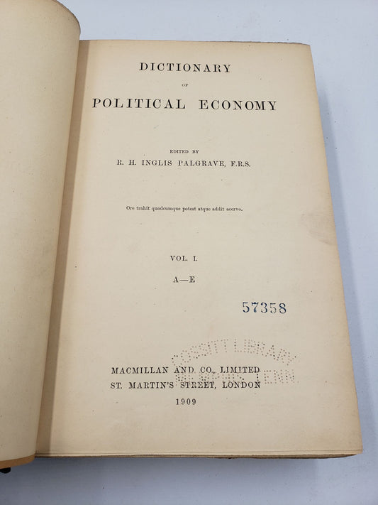 Dictionary of Political Economy (Volume 1)