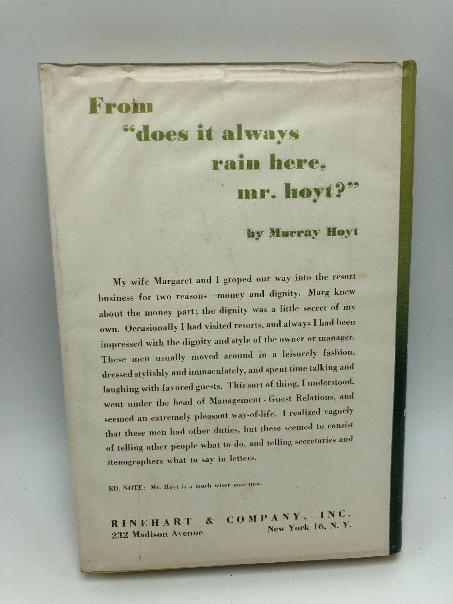 Does It Always Rain Here, Mr. Hoyt?