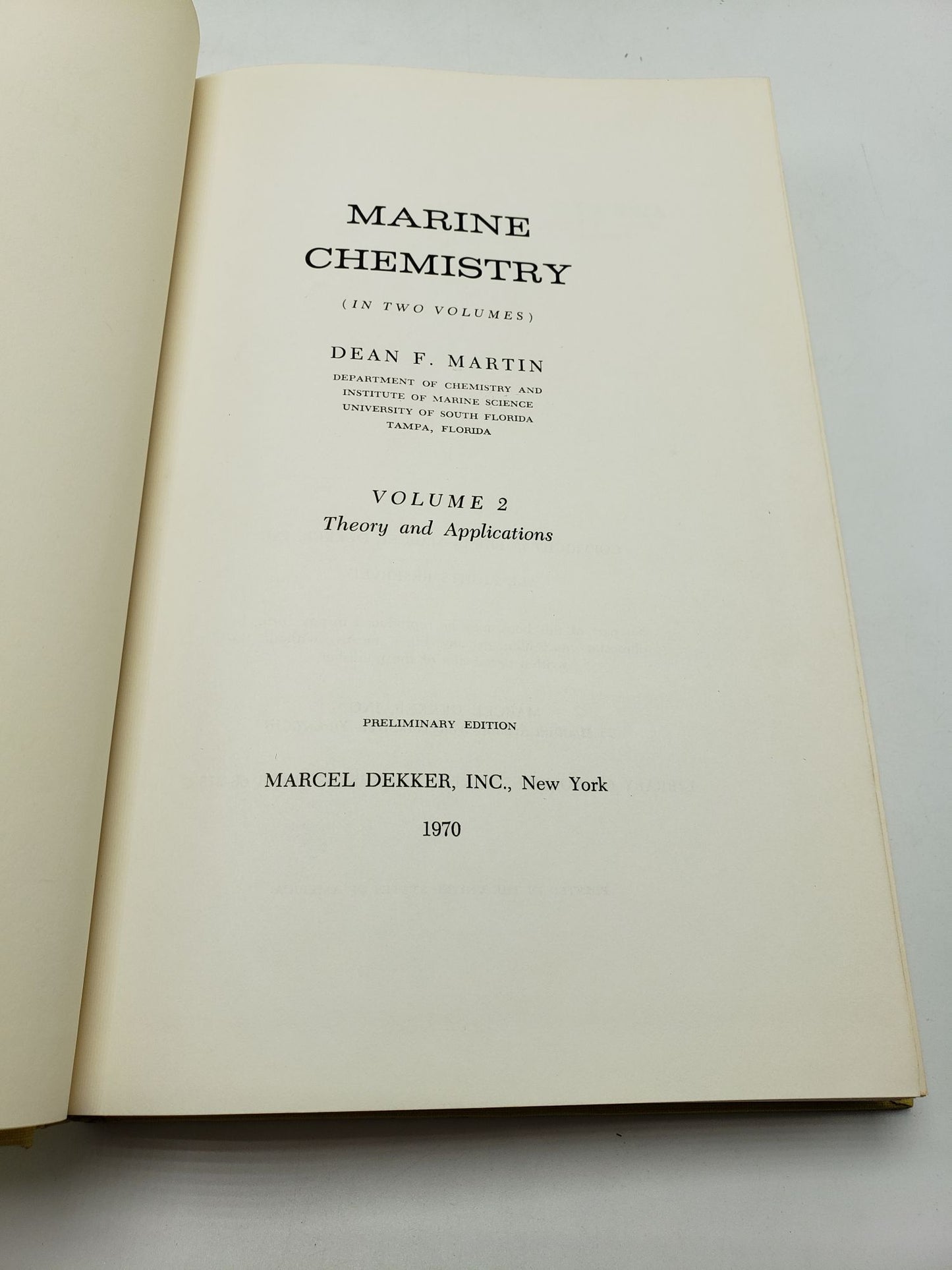 Marine Chemistry: Theory and Applications (Volume 2)