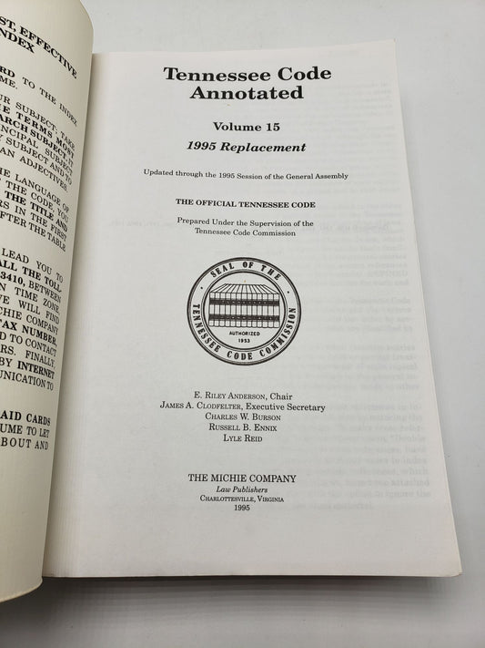 Tennessee Code Annotated: General Index E to M (Volume 15)