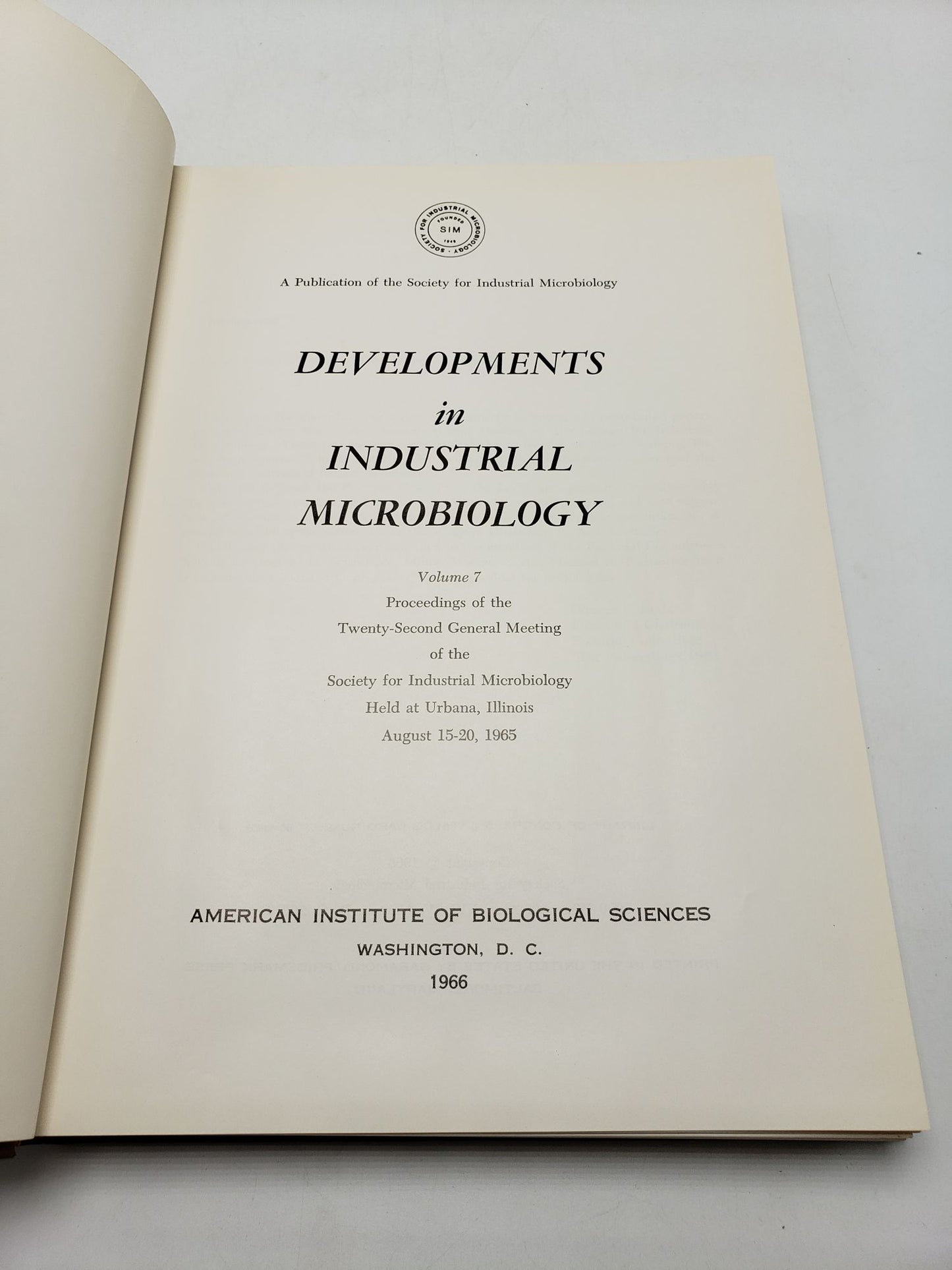 Developments in Industrial Microbiology (Volume 7)
