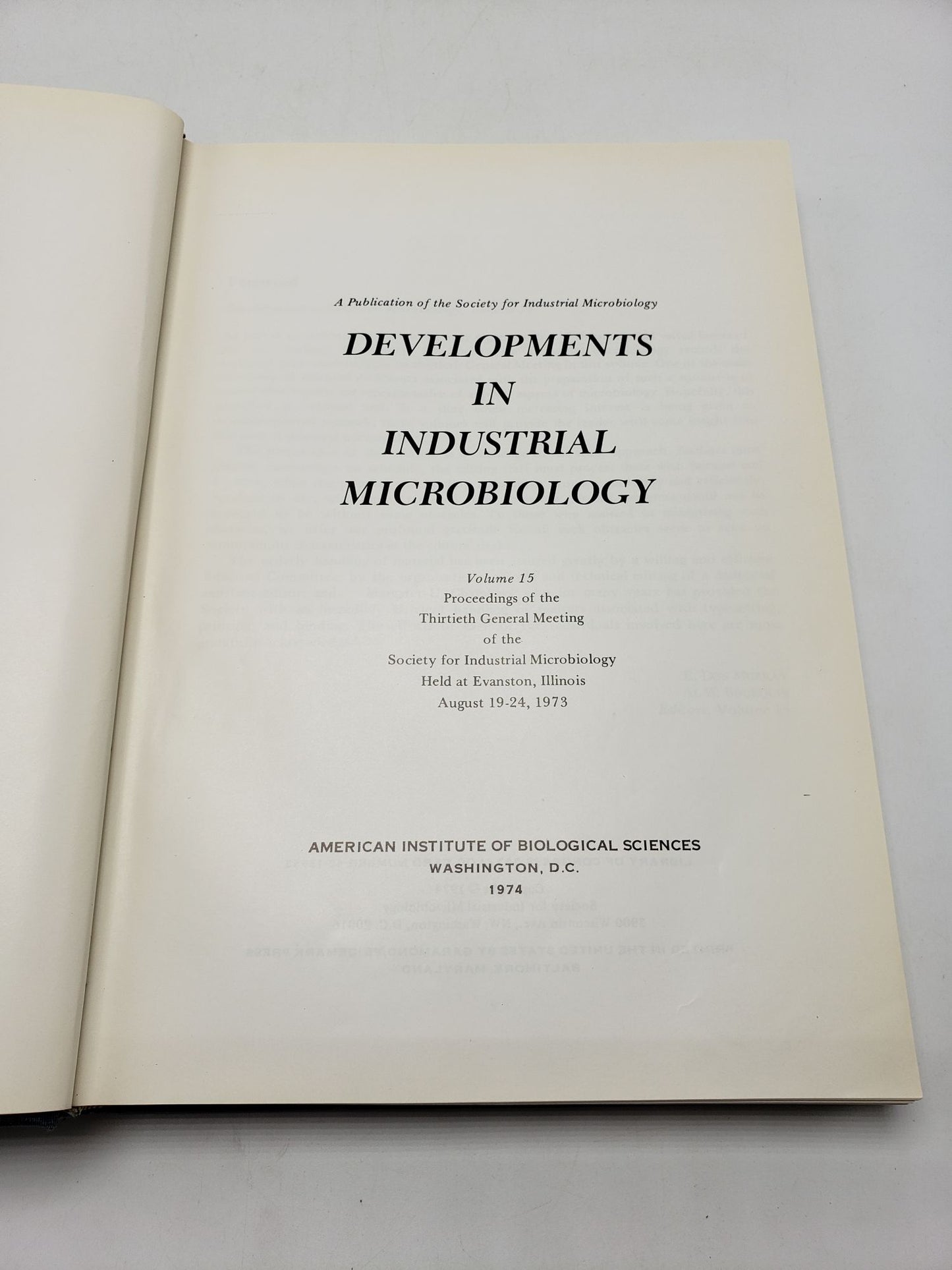 Developments in Industrial Microbiology (Volume 15)