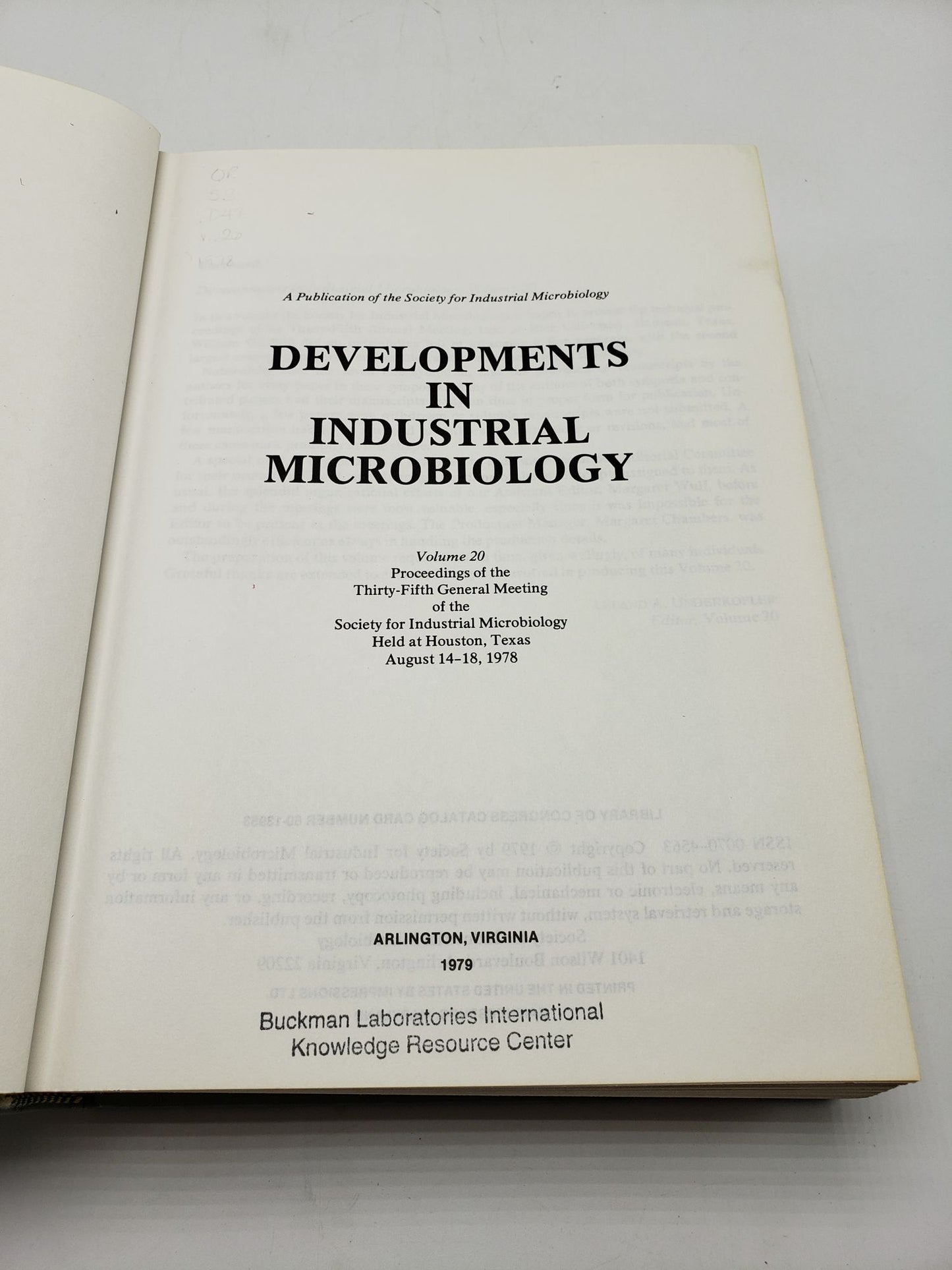 Developments in Industrial Microbiology (Volume 20)