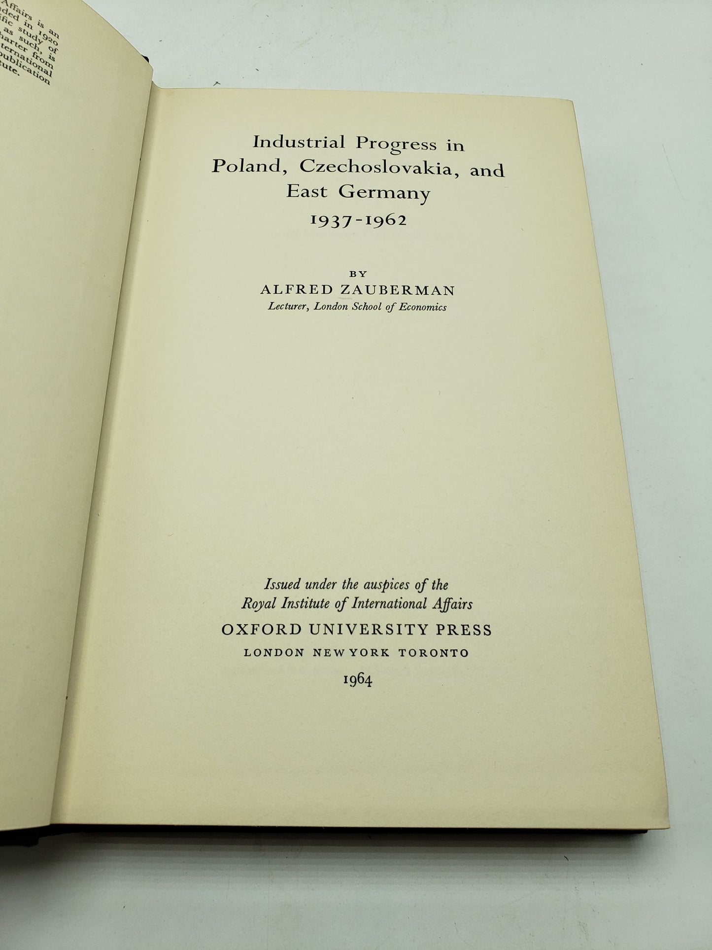 Industrial Progress in Poland, Czechoslovakia, and East Germany 1937-1962