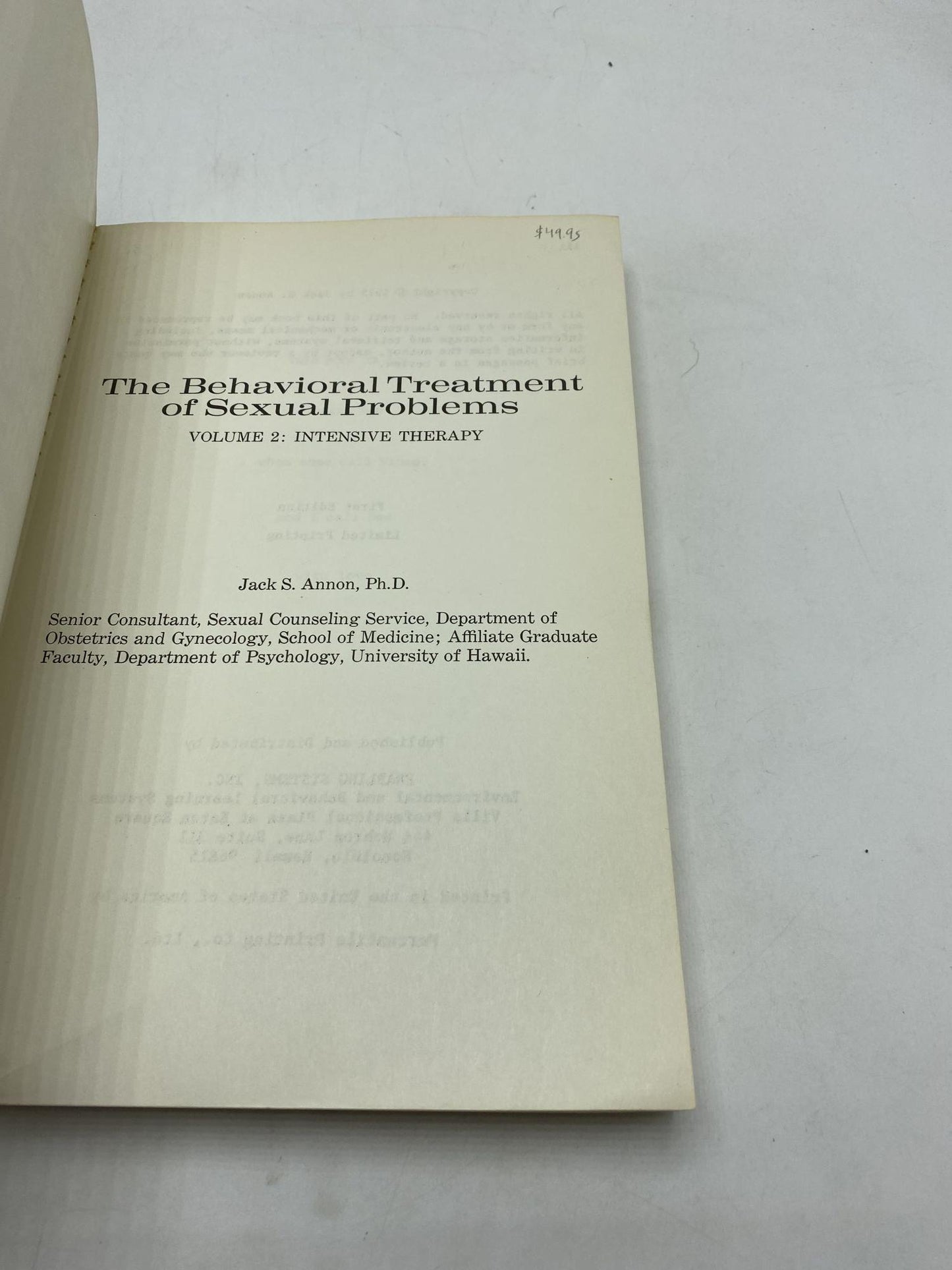 The Behavioral Treatment of Sexual Problems: Intensive Therapy (Volume 2)
