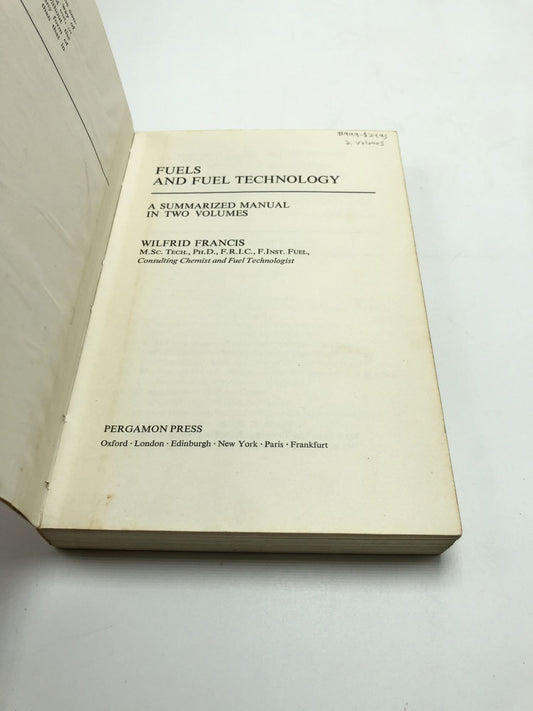 Fuels and Fuel Technology: A Summarized Manual (2 Volumes)